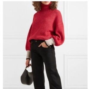 LA LIGNE Red Turtle Neck Chuncky Sweater Size Small
